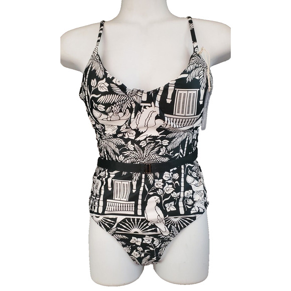 Kenny Flowers The Medellin One Piece Underwire Swimsuit Belt, SPF Size small - Picture 4 of 8